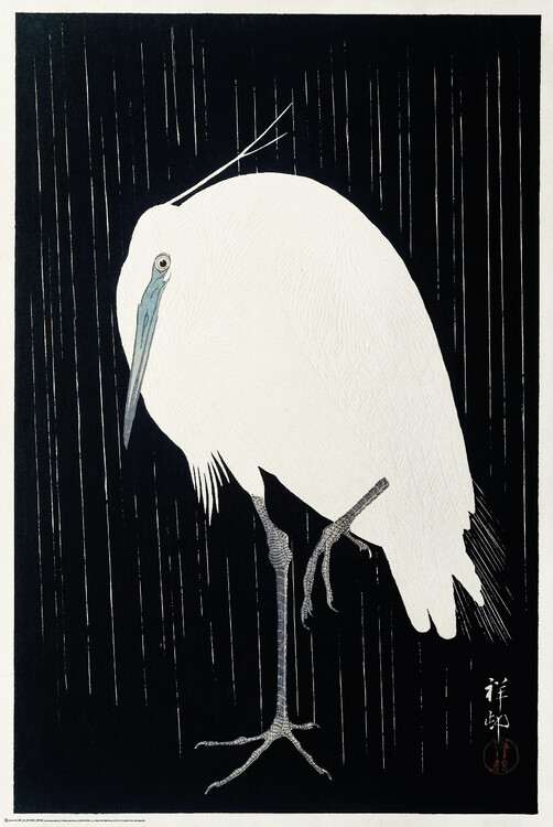 Poster Ohara Koson - Egret in the Rain