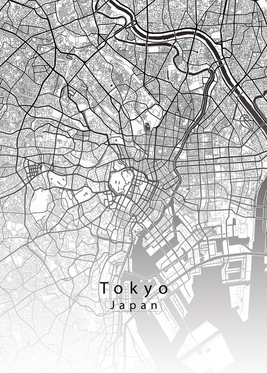 Плакат Tokyo Japan City Map white