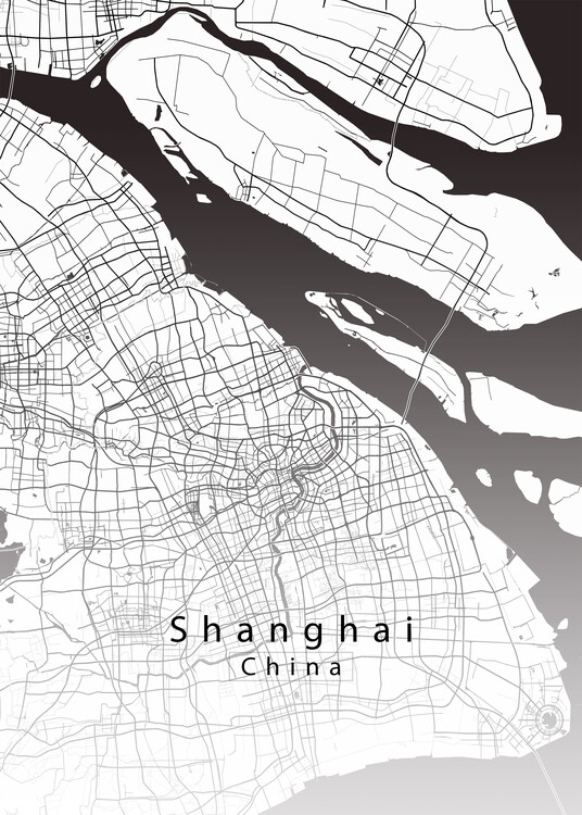 Poster Shanghai China City Map white