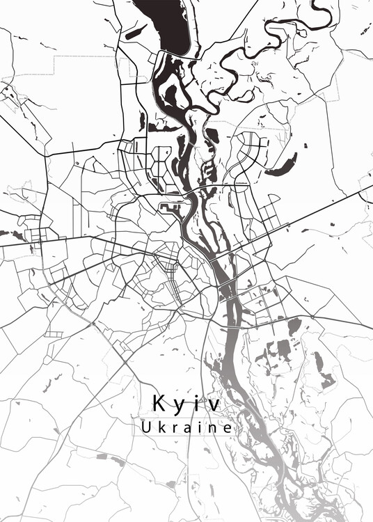 Плакат Kyiv Ukraine City Map white