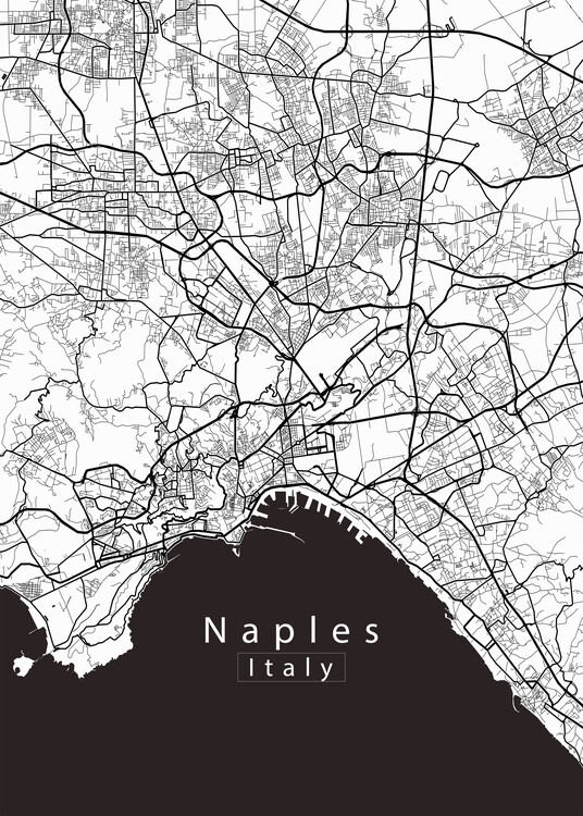 Плакат Naples Italy City Map white
