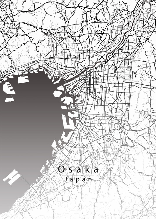 Плакат Osaka Japan City Map white