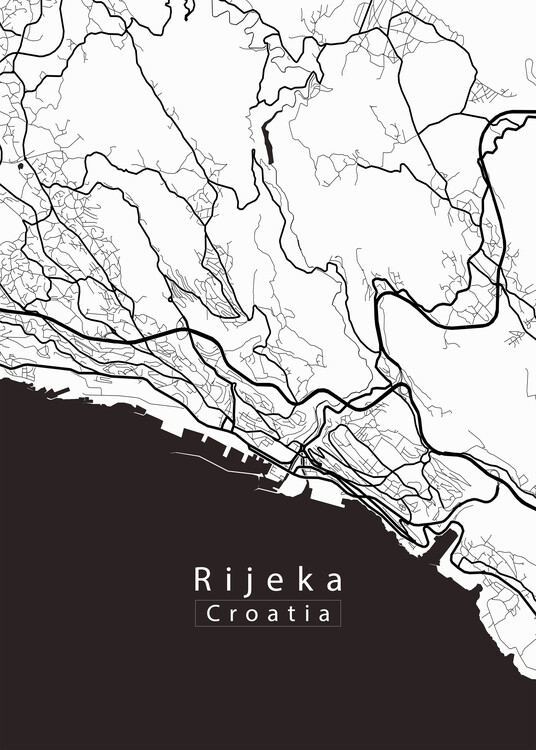 Плакат Rijeka Croatia City Map white