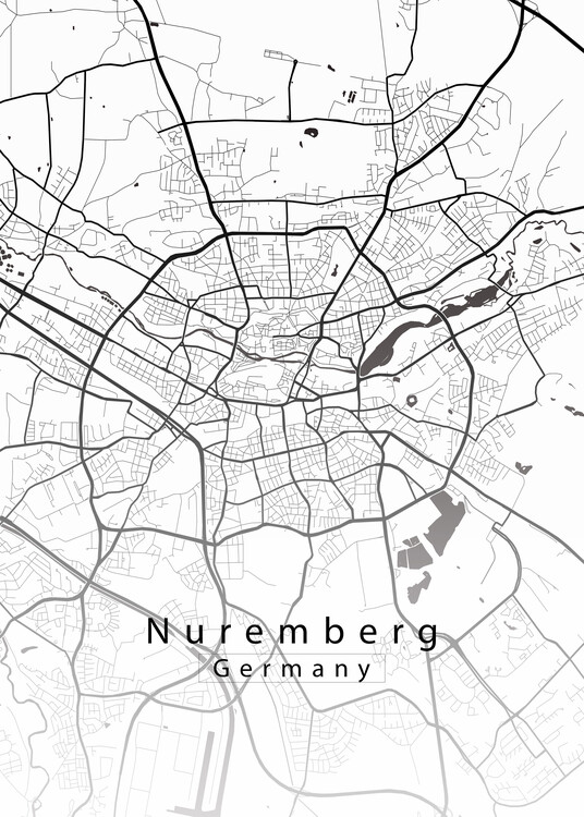 Плакат Nuremberg Germany City Map white