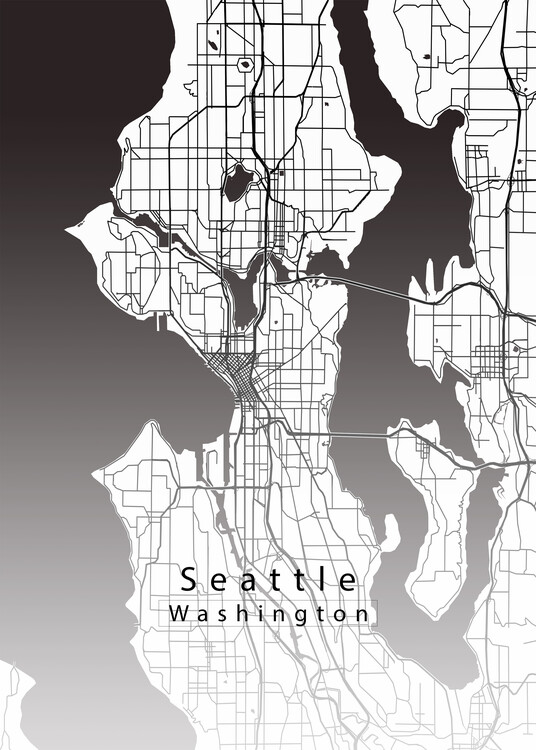 Плакат Seattle Washington City Map white