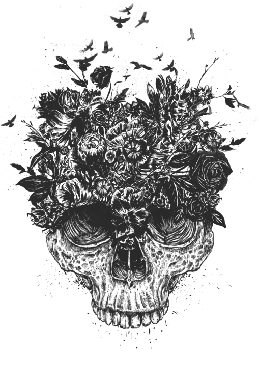 T-shirt Floral skull