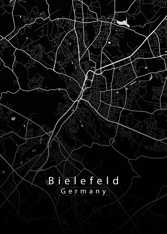Плакат Bielefeld Germany City Map black