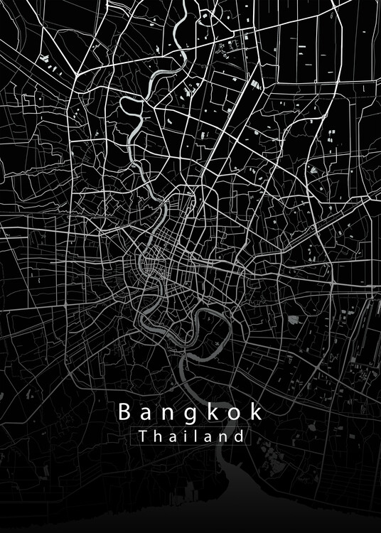 Плакат Bangkok Thailand City Map black