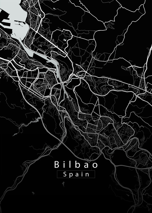 Плакат Bilbao Spain City Map black
