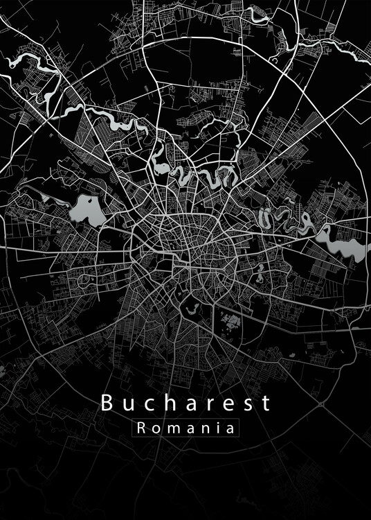 Плакат Bucharest Romania City Map black