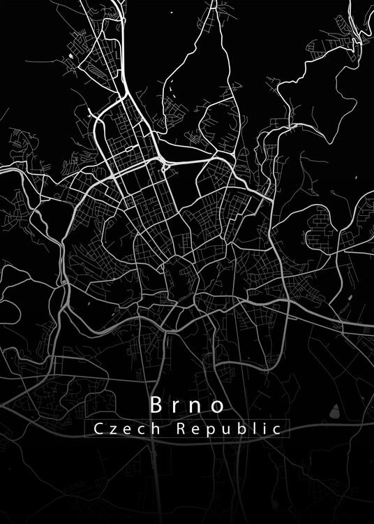 Плакат Brno Czech Republic City Map black