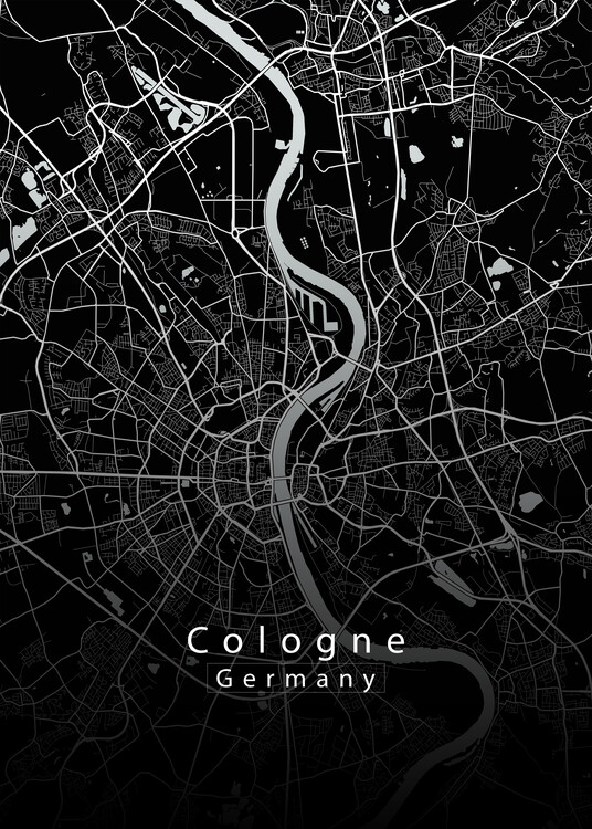 Плакат Cologne Germany City Map black