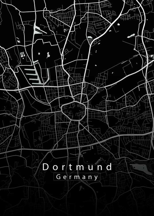 Плакат Dortmund Germany City Map black
