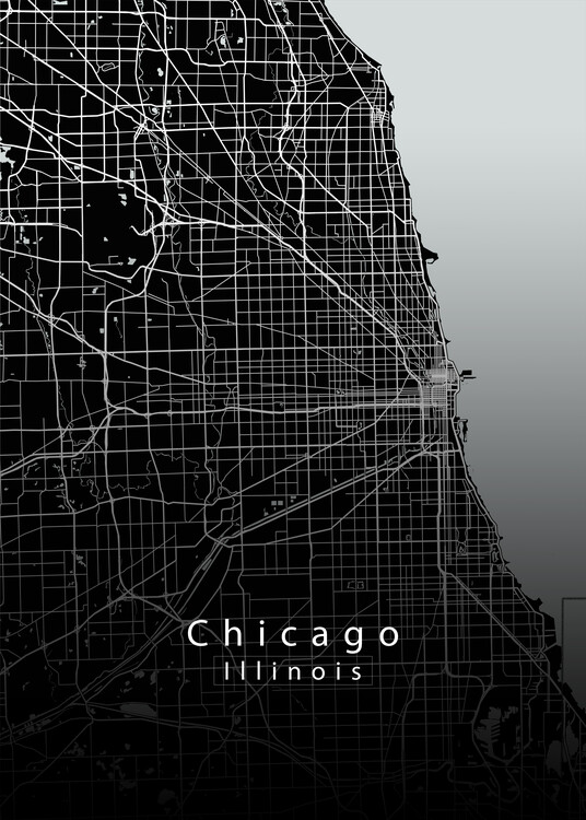 Плакат Chicago Illinois City Map black