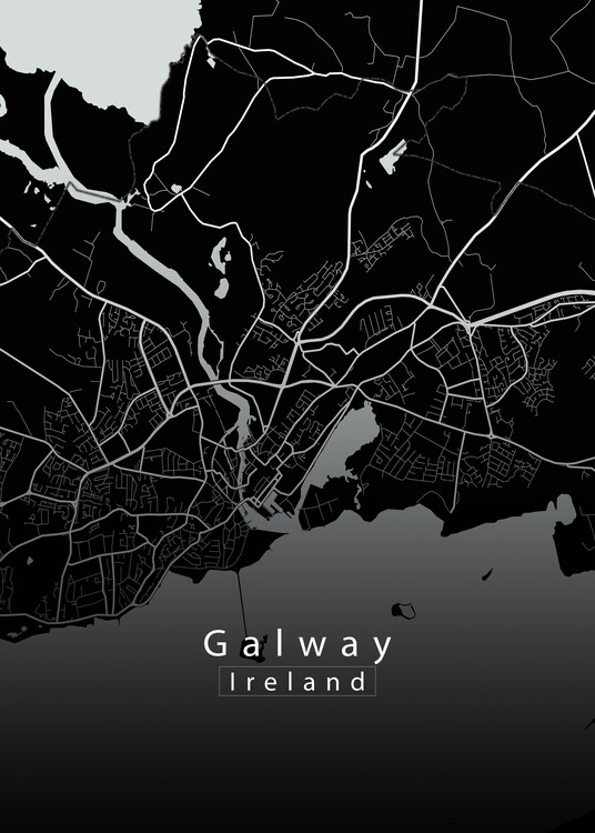 Плакат Galway Ireland City Map black
