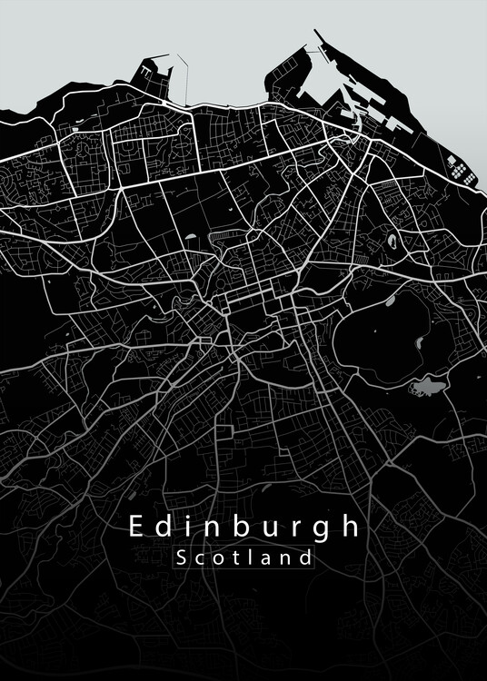 Плакат Edinburgh Scotland City Map black