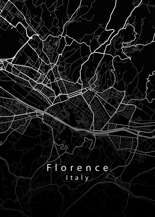 Плакат Florence Italy City Map black