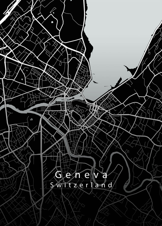 Αφίσα Geneva Switzerland City Map black