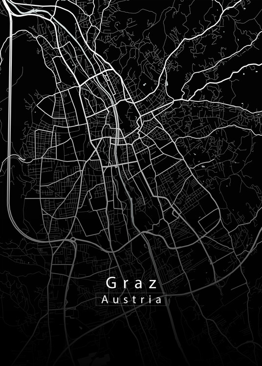 Αφίσα Graz Austria City Map black