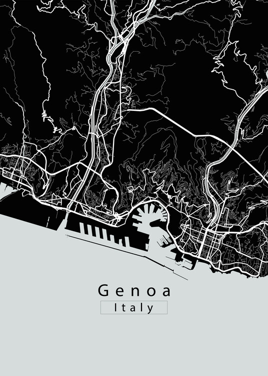 Αφίσα Genoa Italy City Map black