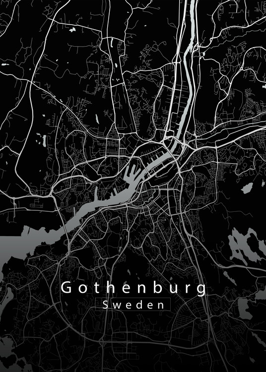 Αφίσα Gothenburg Sweden City Map black