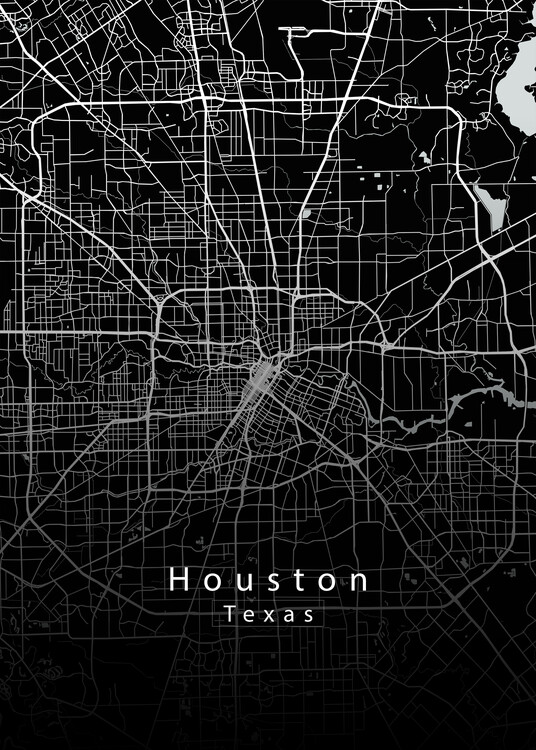 Αφίσα Houston Texas City Map black