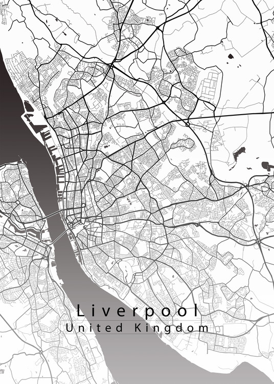 Αφίσα Liverpool United Kingdom City Map white