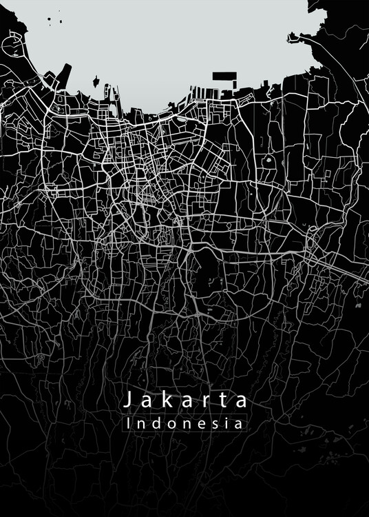 Αφίσα Jakarta Indonesia City Map black