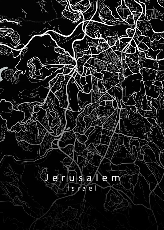 Αφίσα Jerusalem Israel City Map black
