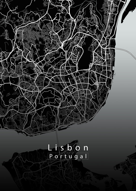 Αφίσα Lisbon Portugal City Map black