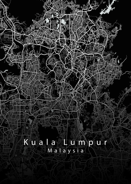 Αφίσα Kuala Lumpur Malaysia City Map black