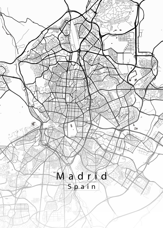 Αφίσα Madrid Spain City Map white