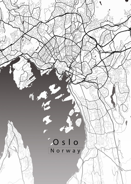 Αφίσα Oslo Norway City Map white
