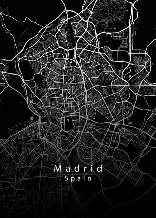 Αφίσα Madrid Spain City Map black