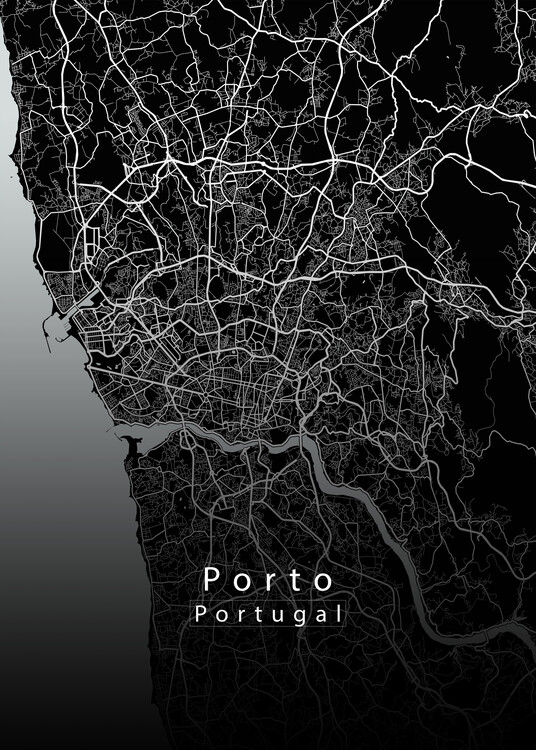 Αφίσα Porto Portugal City Map black