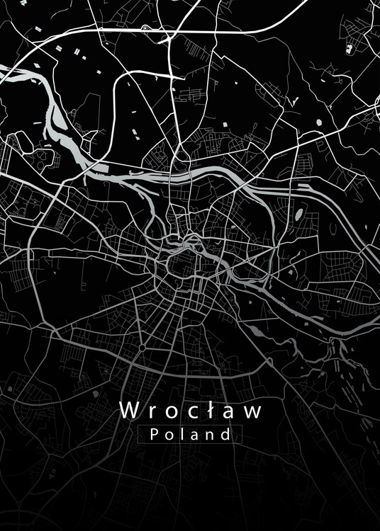 Αφίσα Wroclaw Poland City Map black