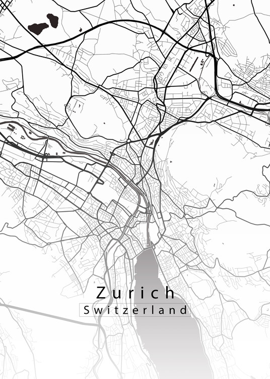 Αφίσα Zurich Switzerland City Map white