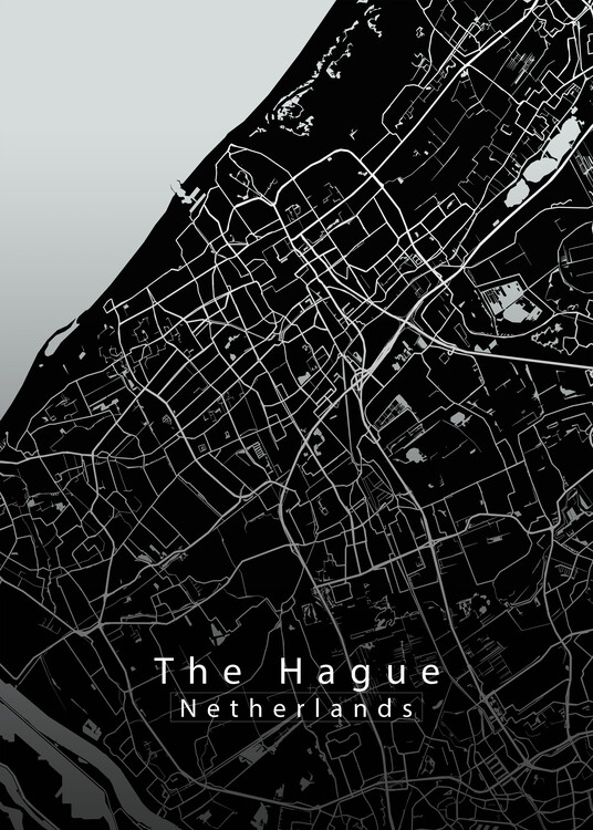 Αφίσα The Hague Netherlands City Map black