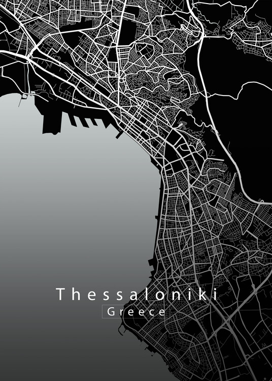 Αφίσα Thessaloniki Greece City Map black