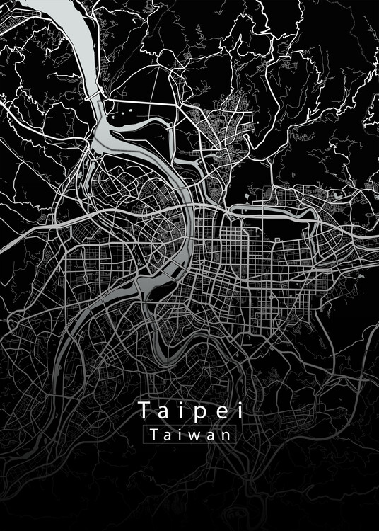 Αφίσα Taipei Taiwan City Map black