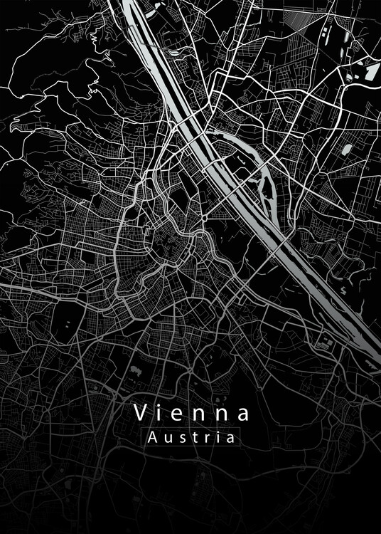 Αφίσα Vienna Austria City Map black