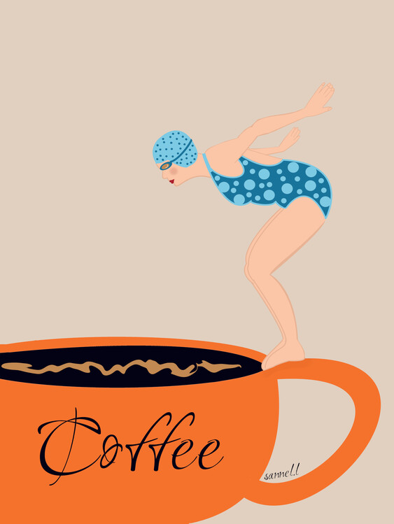 Poster Diving Into A Cup Of Coffee
