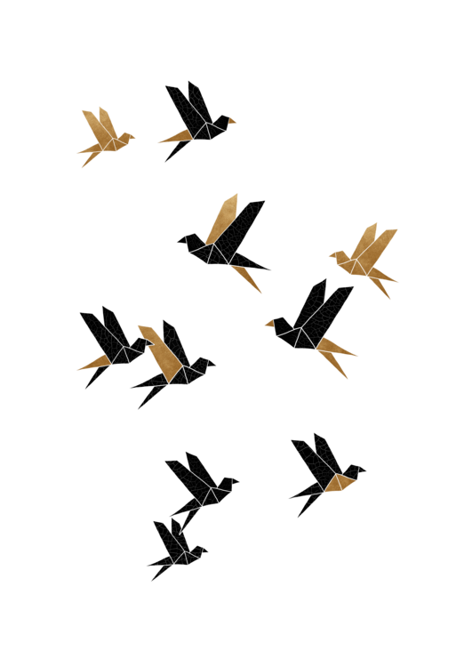 T-shirt Origami Birds Collage I