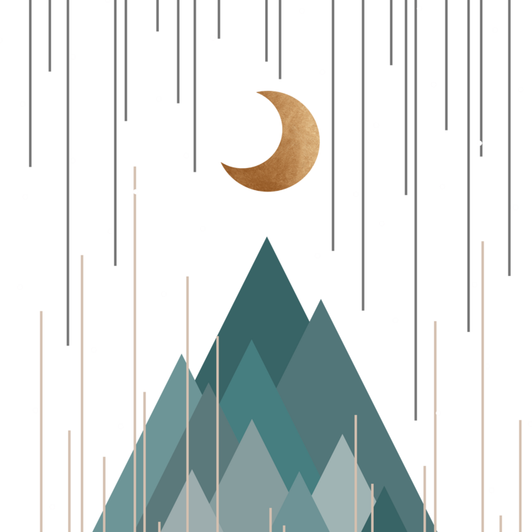 T-shirt Moon & Mountains Mint Green