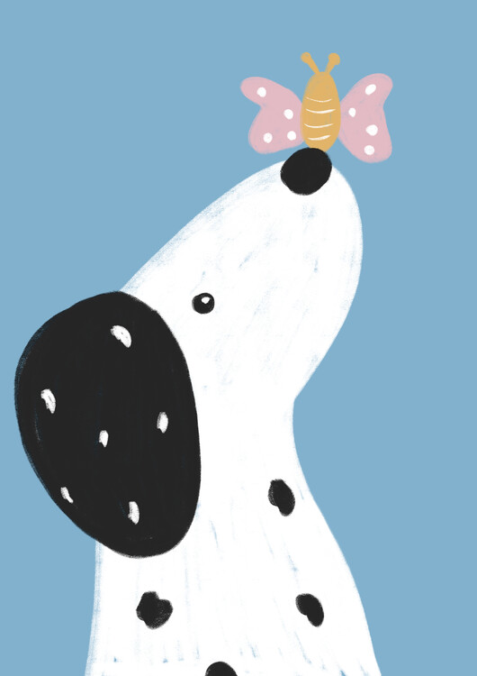 Juliste Dalmatian dog and butterfly