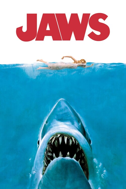 Maglietta Unisex Jaws Ispirata Al Poster Del Film - Bianca, Cotone, Look Vissuto