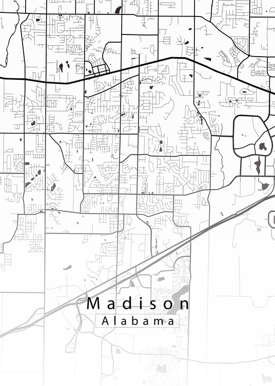 Αφίσα Madison Alabama City Map white