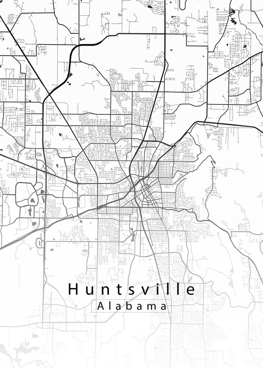 Αφίσα Huntsville Alabama City Map white