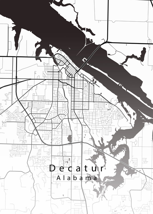 Αφίσα Decatur Alabama City Map white