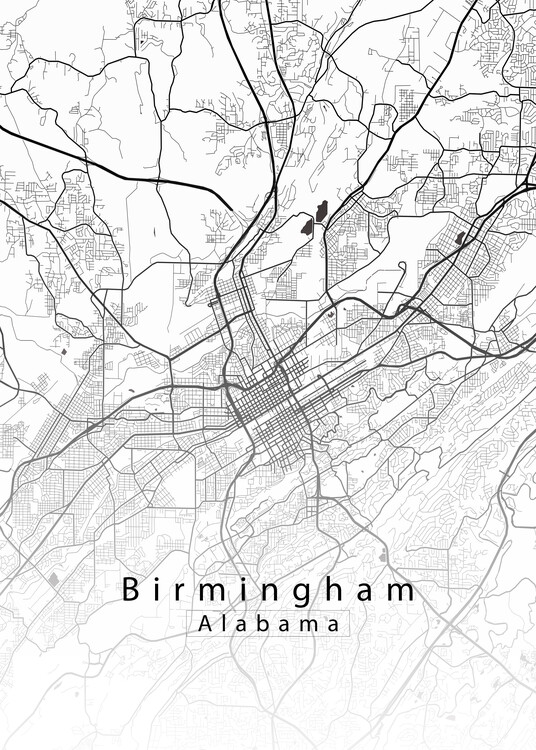 Αφίσα Birmingham Alabama City Map white